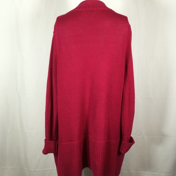 Talbots Petite Cardigan Womens Sz P Dark Pink‎ Cotton Open Front Knit Sweater - Picture 3 of 8